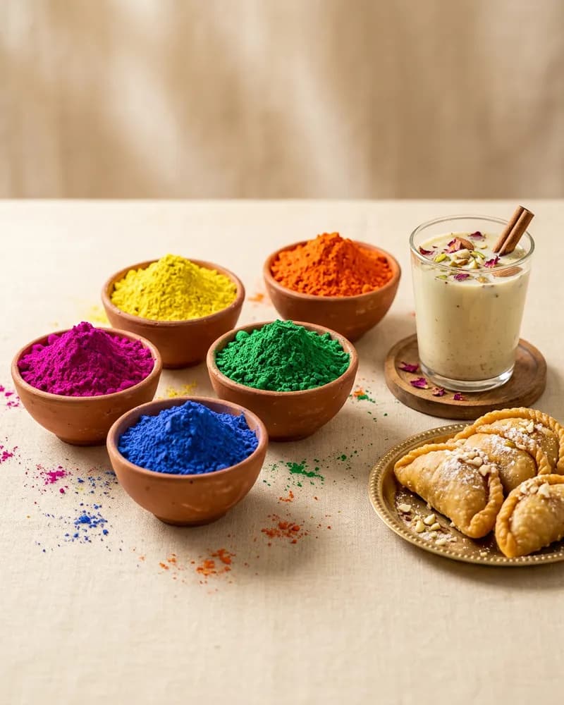 Holi Colour Kit: 5 × 100 g organic gulal, thandai mix
